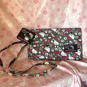New Sanrio Hello Kitty Purse Gray All Over Print Crossbody Bag NWT 2017 Auth